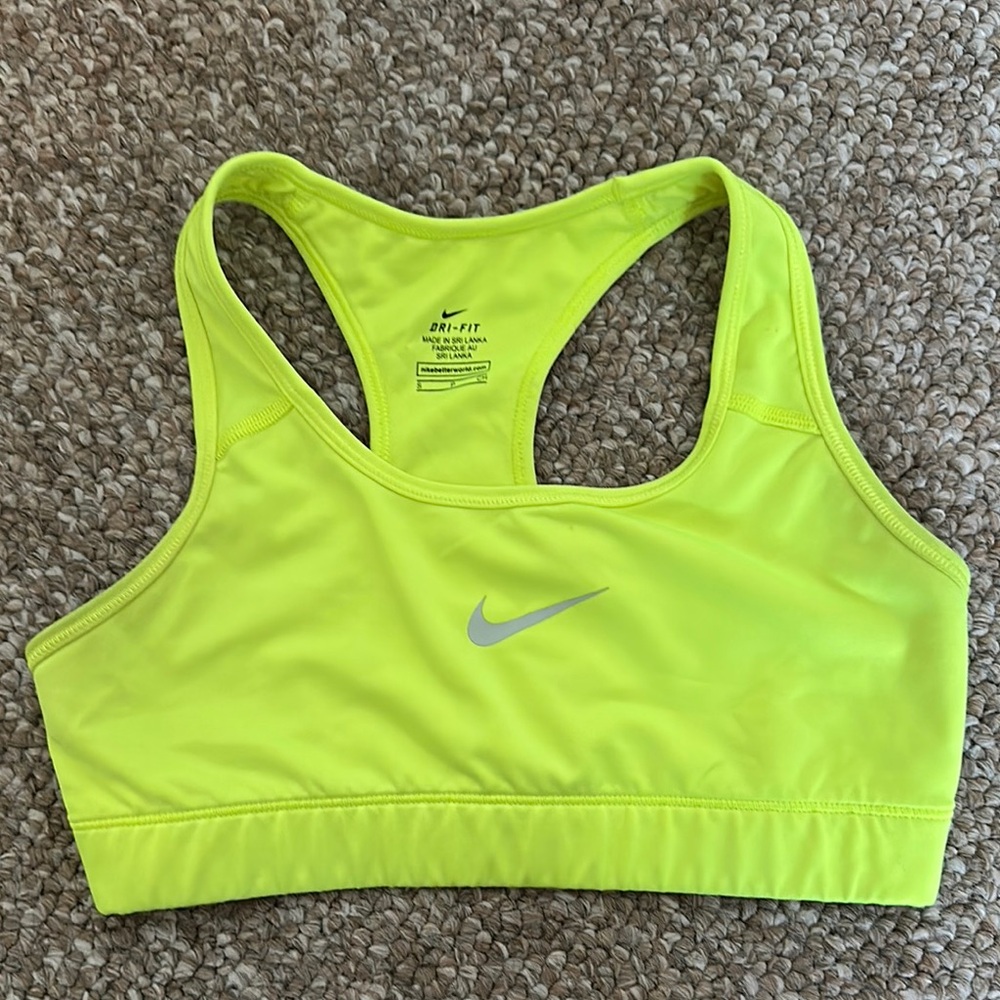 Nike Yellow Sports Bra Moisture-Wicking Racerback